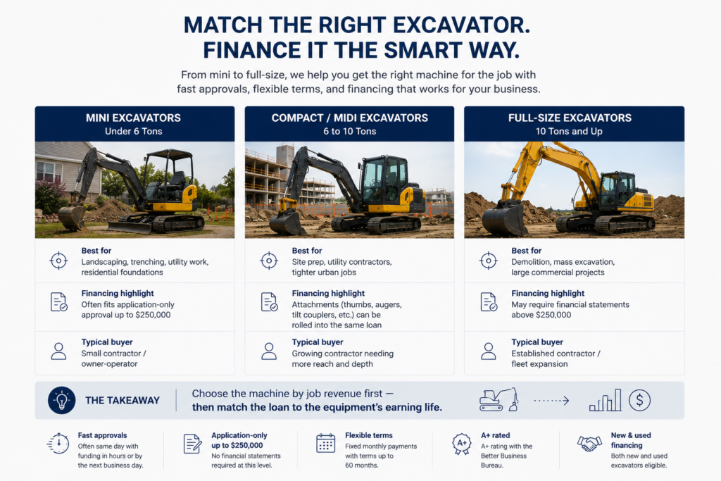 match the right excavator
